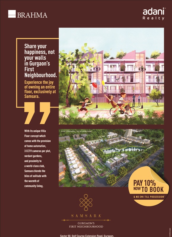 Experience the joy of owning an entire floor exclusively at Adani Samsara in Gurgaon Update